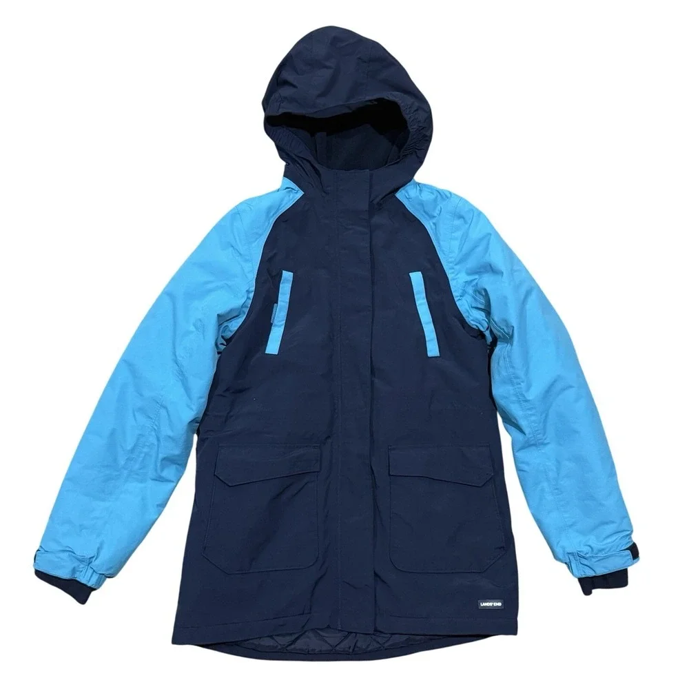 Land's End 3-In-1 Snow Winter Jacket Grow A Long Sz‎ 16 XL Hood Blue